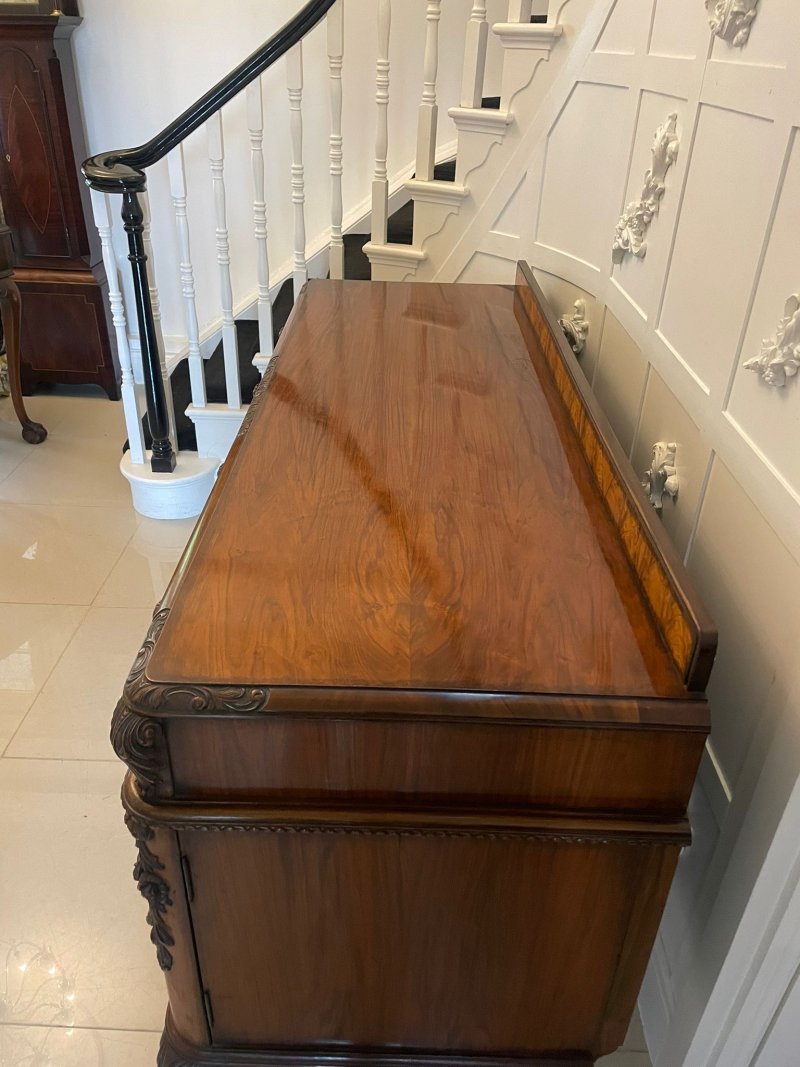 Superb Quality Antique Carved Burr Walnut Sideboard by Maple and Co. - Image 11